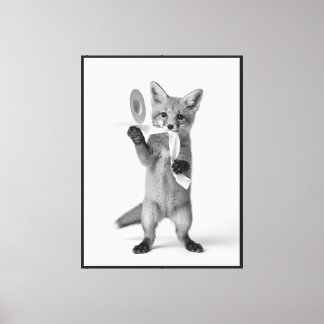 Minimalist Wildlife Funny Fox Holding Toilet Paper Canvas Print