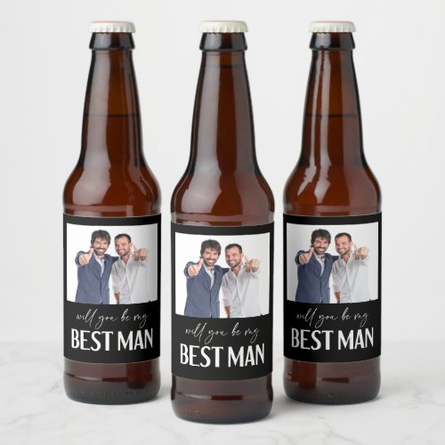 Minimalist Will You Be My Best Man Beer Bottle Label