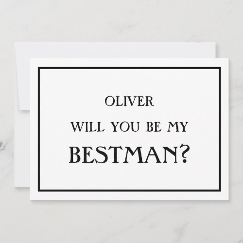 Minimalist Will You Be My Bestman Proposal Black Invitation