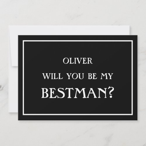 Minimalist Will You Be My Bestman Proposal Black Invitation