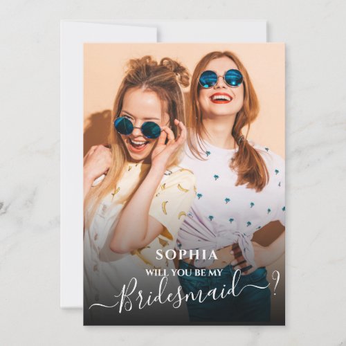 Minimalist Will you be my bridesmaid photo card