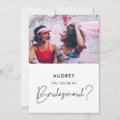 Minimalist Will you be my bridesmaid photo card (Front)