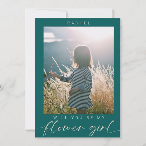 Minimalist Will you be my Flower Girl Photo Chic  Invitation