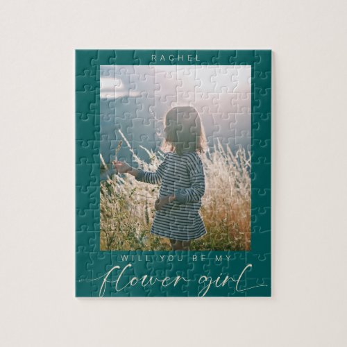 Minimalist Will you be my Flower Girl Photo Chic   Jigsaw Puzzle