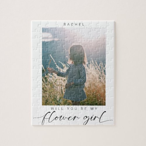 Minimalist Will you be my Flower Girl Photo Chic   Jigsaw Puzzle