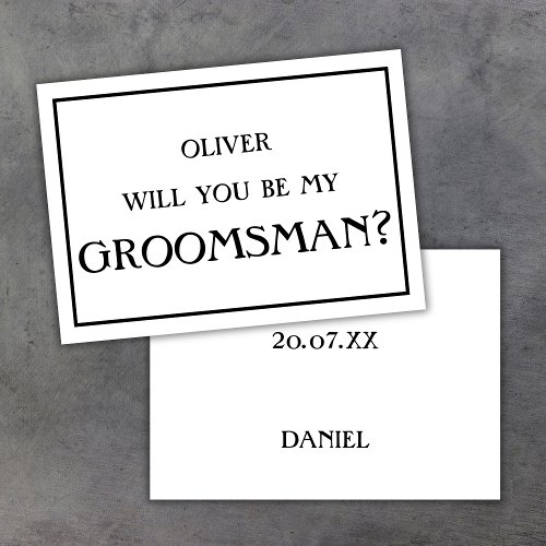 Minimalist Will You Be My Groomsman Proposal Black Invitation