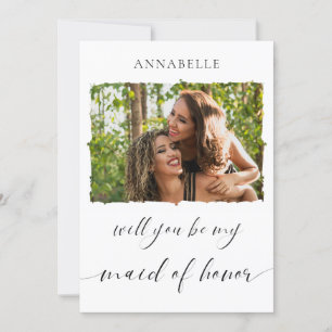 Minimalist Will You Be My Maid Of Honor Photo Invitation