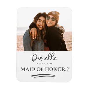 Minimalist Will You Be My Maid of Honor Photo Magnet