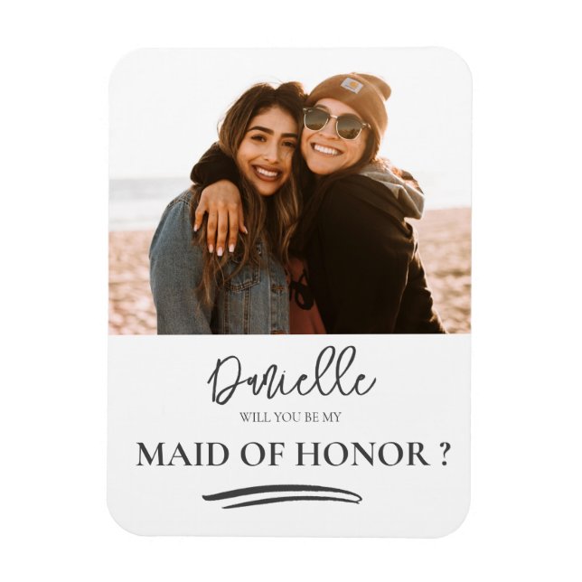 Minimalist Will You Be My Maid of Honor Photo Magnet (Vertical)