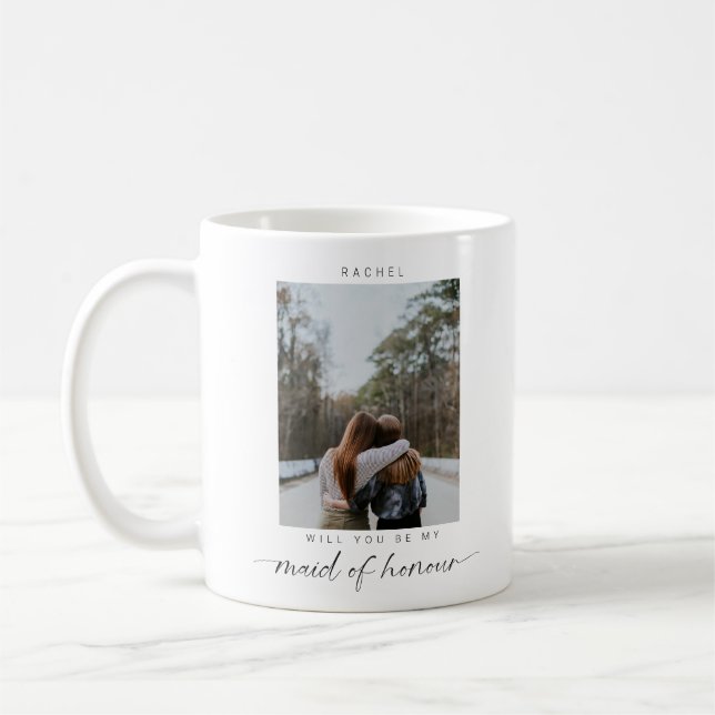 Minimalist Will you be my Maid of Honour Photo Coffee Mug (Left)