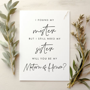 Minimalist Will you be my matron of honor card