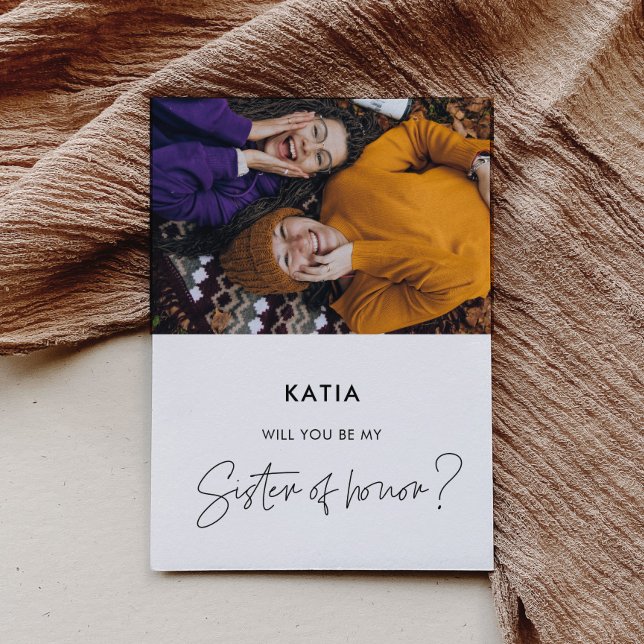 Minimalist Will you be my Sister of honor card (Creator Uploaded)