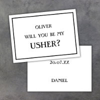 Minimalist Will You Be My Usher Proposal Black