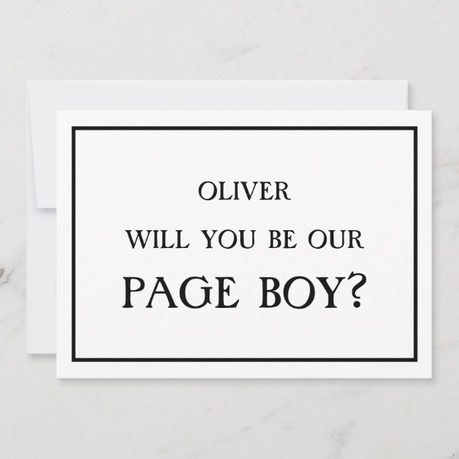 Minimalist Will You Be Our Page Boy Proposal White Invitation (Front)