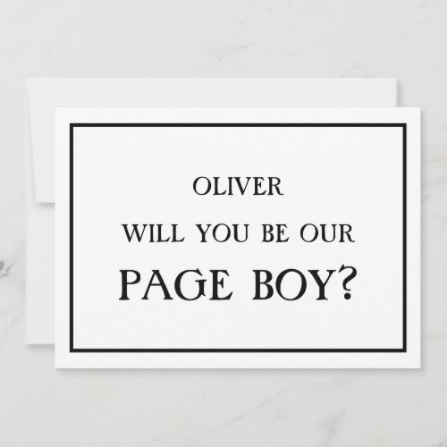 Minimalist Will You Be Our Page Boy Proposal White Invitation