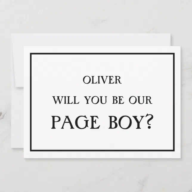 Minimalist Will You Be Our Page Boy Proposal White Invitation | Zazzle