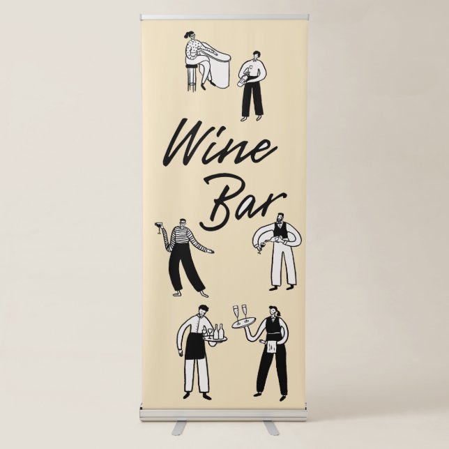 Minimalist Wine Bar Wedding Sign Champagne Yellow (Front)