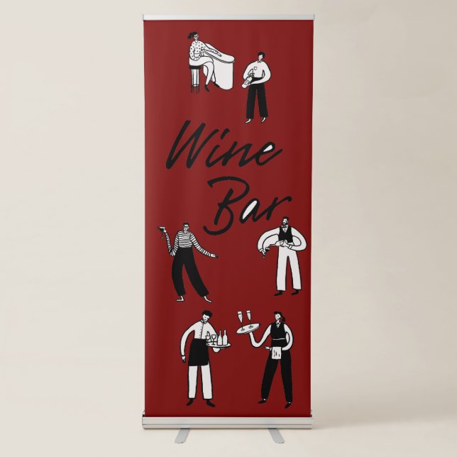 Minimalist Wine Bar Wedding Sign Merlot Red (Front)