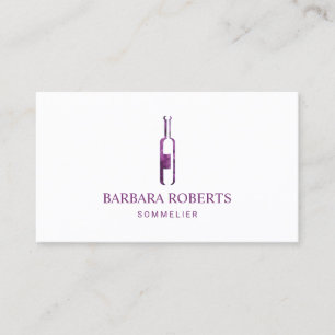 Minimalist Wine Bottle Logo Sommelier Business Card