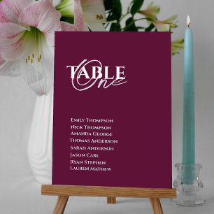 Minimalist Wine Color Wedding Table Seating Chart