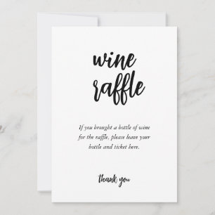 Minimalist Wine Raffle Bridal Shower Game Card