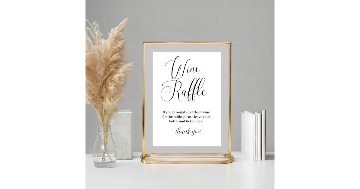 Wedding Raffle Sign Minimalist Wine Raffle Bridal Shower Game Sign | Zazzle