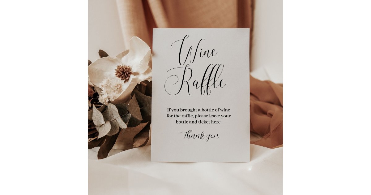 Liquor Raffle Rustic Sign Minimalist Wine Raffle Bridal Shower Game Sign | Zazzle