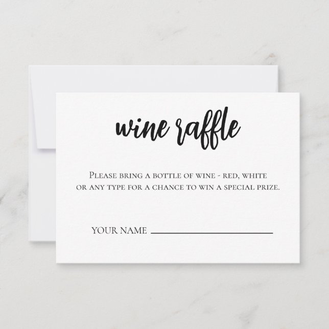Minimalist Wine Raffle Ticket Bridal Shower Game  Invitation (Front)
