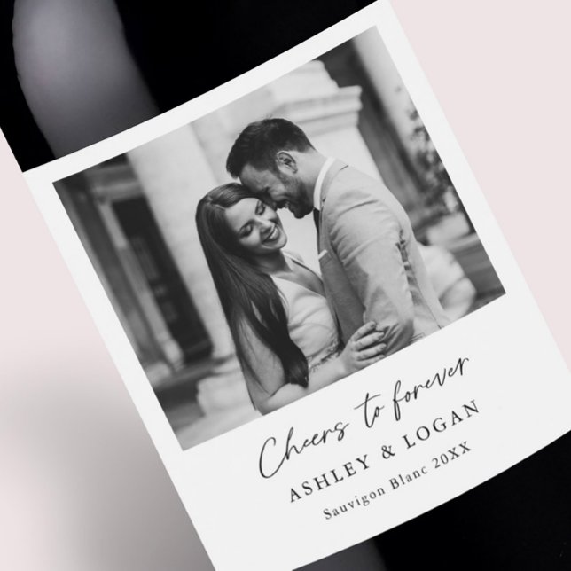 Minimalist Wine Wedding Favor Photo Label (Creator Uploaded)