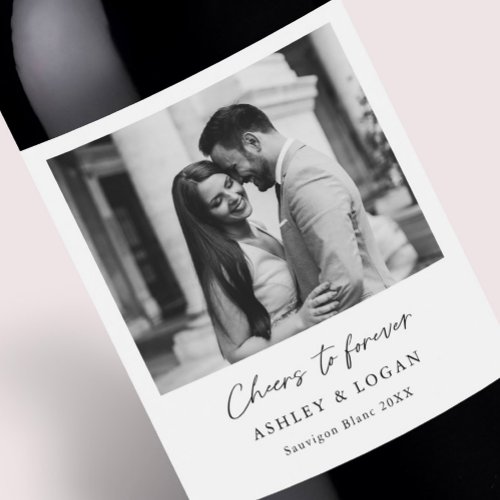 Minimalist Wine Wedding Favor Photo Wine Label