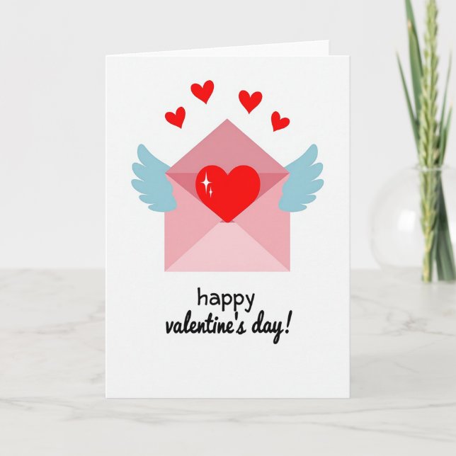 Minimalist Winged Love Letter Card (Front)