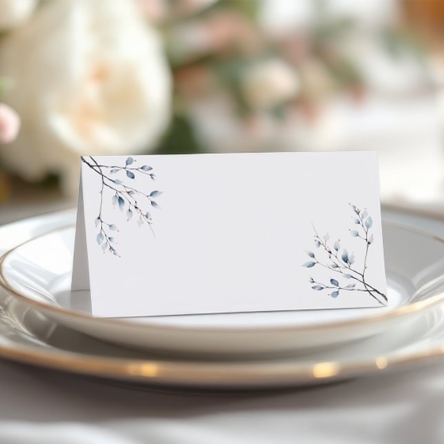 Minimalist Winter Blue Botanical Place Card (Creator Uploaded)