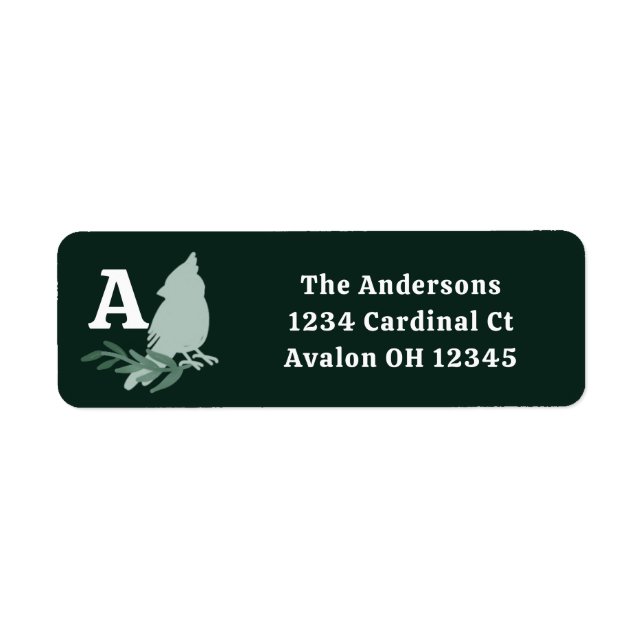 Minimalist Winter Cardinal Monogram Label (Front)
