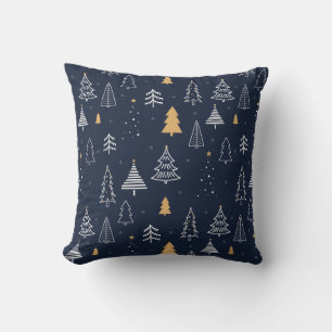 Minimalist Winter Christmas Tree Pattern Throw Pillow