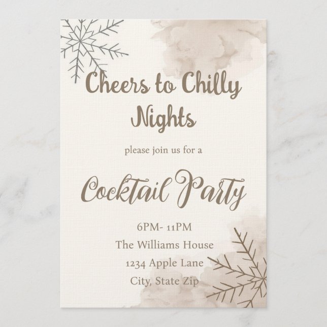 Minimalist Winter Cocktail Party Invitation (Front)
