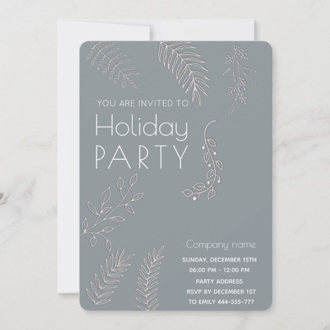 Minimalist winter greenery Holiday party   Invitation (Front)