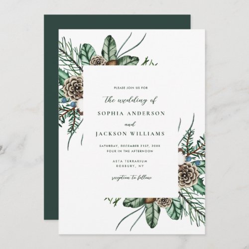 Minimalist Winter Greenery Wedding Invitation