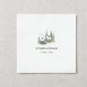 Minimalist Winter "It Takes a Village" baby shower Napkins