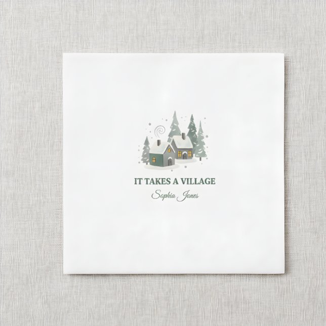 Minimalist Winter "It Takes a Village" baby shower Napkins (Creator Uploaded)