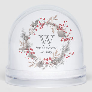 Minimalist Winter Monogram Snow Globe