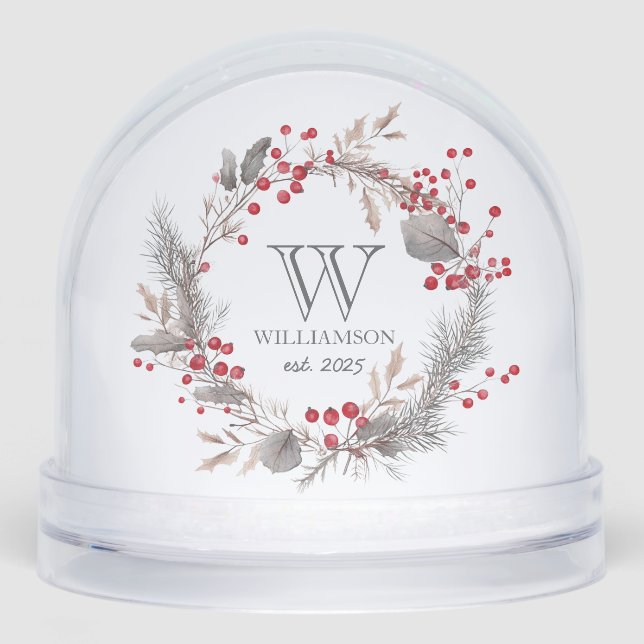 Minimalist Winter Monogram Snow Globe (Front)