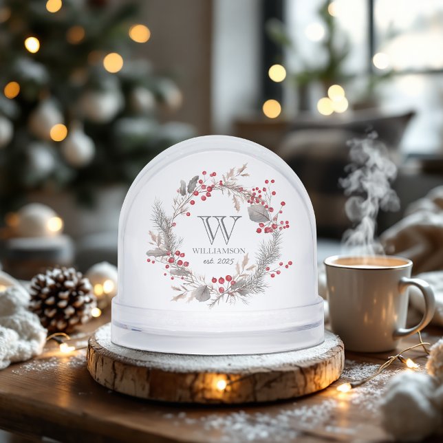 Minimalist Winter Monogram Snow Globe (Minimalist Winter Monogram Snow Globes)
