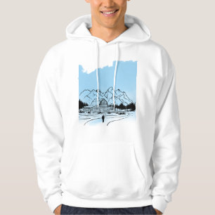 Minimalist Winter Mountain Adventure Hoodie - Snow