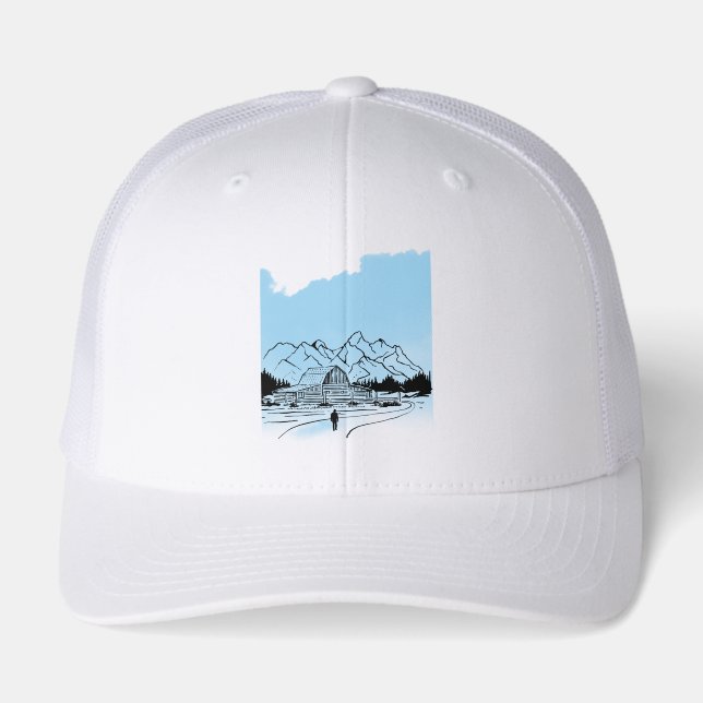 ​Minimalist Winter Mountain Adventure Trucker Cap (Front)