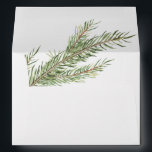 Minimalist Winter Pine Tree Branch White Wedding Envelope<br><div class="desc">Elegant pine tree branch design wedding envelope.</div>