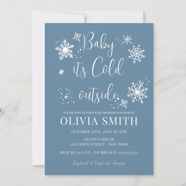 Minimalist Winter Snowflakes Boy Baby Shower Invitation (Front)
