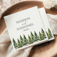 Minimalist Winter Snowy Pine Tree Forest Wedding