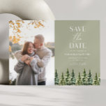 Minimalist Winter Snowy Pine Trees Photo Wedding Save The Date<br><div class="desc">This is a Minimalist Green Winter Snowy Pine Trees Custom Picture Photo Wedding Save The Date Card!</div>