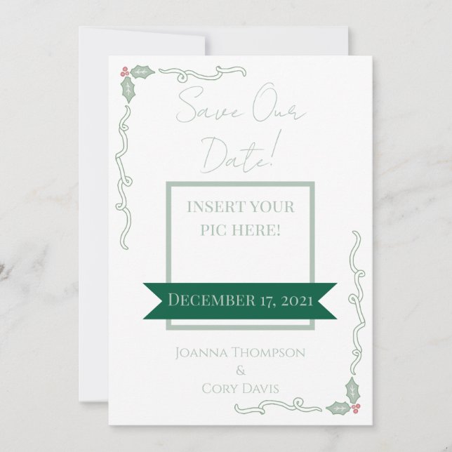 Minimalist Winter Themed Save The Dates (Front)