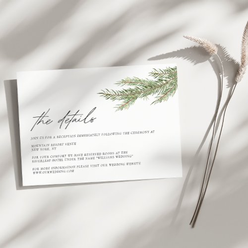 Minimalist Winter Wedding Details Enclosure Card